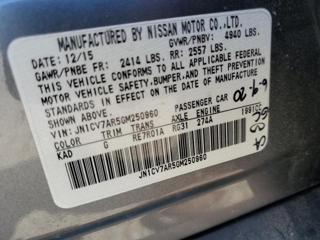 Photo 10 from auction – 2016 INFINITI Q50 BASE with VIN JN1CV7AR5GM250960