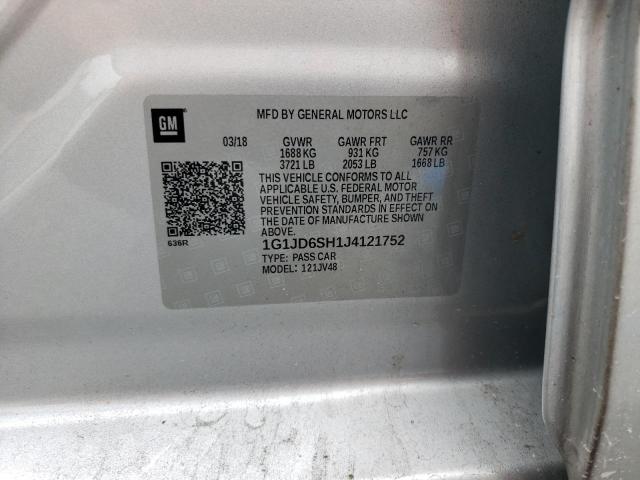 Photo 10 from auction – 2018 CHEVROLET SONIC LT with VIN 1G1JD6SH1J4121752