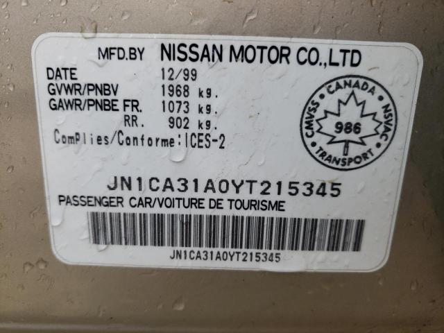 Photo 10 from auction – 2000 NISSAN MAXIMA GLE with VIN JN1CA31A0YT215345