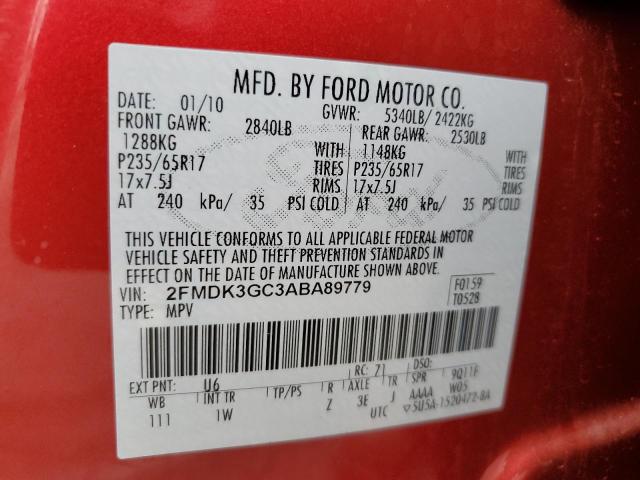 Photo 10 from auction – 2010 FORD EDGE SE with VIN 2FMDK3GC3ABA89779