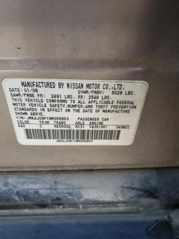 Photo 10 from auction – 2008 INFINITI EX35 BASE with VIN JNKAJ09F18M355853