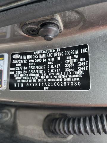 Photo 10 from auction – 2012 KIA SORENTO BA with VIN 5XYKT4A21CG287080