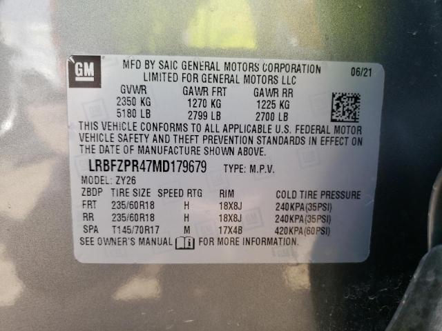Photo 10 from auction – 2021 BUICK ENVISION E with VIN LRBFZPR47MD179679