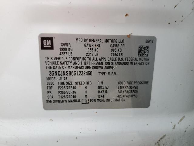 Photo 10 from auction – 2016 CHEVROLET TRAX LS with VIN 3GNCJNSB6GL232466