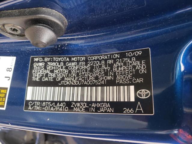 Photo 10 from auction – 2010 TOYOTA PRIUS with VIN JTDKN3DU7A0075241