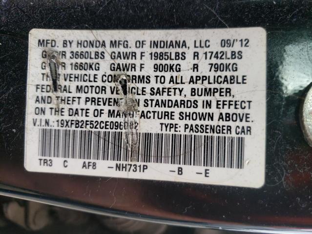 Photo 10 from auction – 2012 HONDA CIVIC LX with VIN 19XFB2F52CE096082