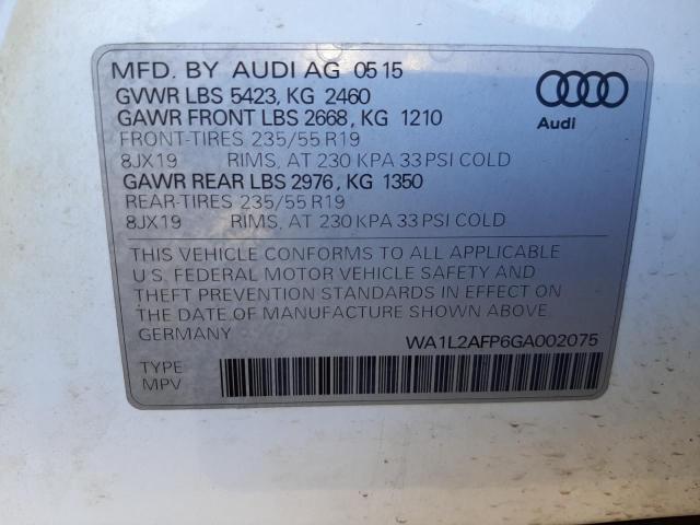 Photo 10 from auction – 2016 AUDI Q5 PREMIUM with VIN WA1L2AFP6GA002075