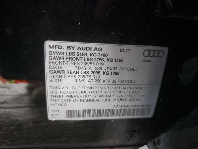 Photo 10 from auction – 2021 AUDI Q5 PREMIUM with VIN WA1BAAFY3M2051893
