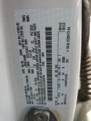 Photo 10 from auction – 2020 FORD ESCAPE SE with VIN 1FMCU9G65LUC22574