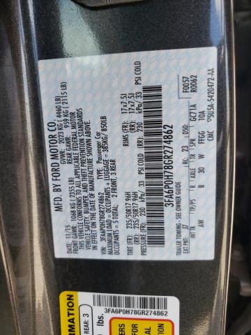 Photo 10 from auction – 2016 FORD FUSION SE with VIN 3FA6P0H78GR274862