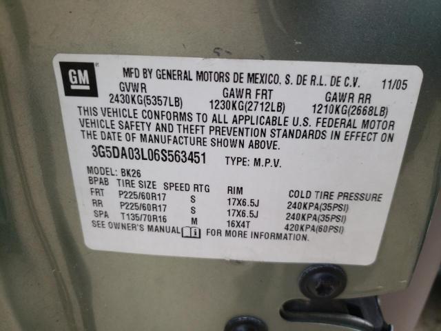 Photo 10 from auction – 2006 BUICK RENDEZVOUS with VIN 3G5DA03L06S563451