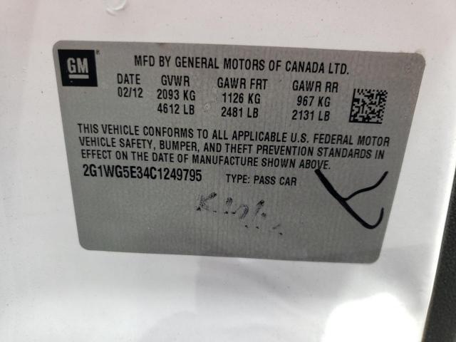 Photo 10 from auction – 2012 CHEVROLET IMPALA LT with VIN 2G1WG5E34C1249795