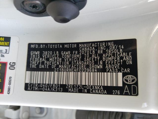 Photo 10 from auction – 2015 TOYOTA COROLLA L with VIN 2T1BURHE4FC229684