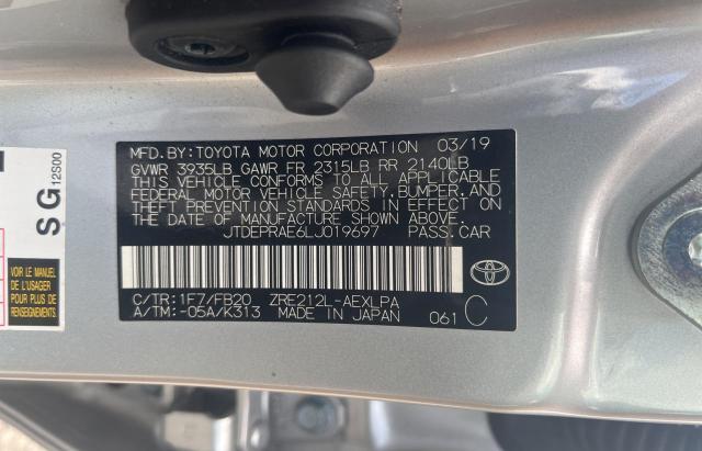 Photo 10 from auction – 2020 TOYOTA COROLLA LE with VIN JTDEPRAE6LJ019697