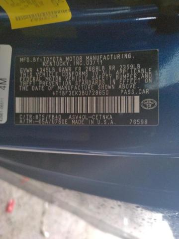 Photo 10 from auction – 2011 TOYOTA CAMRY BASE with VIN 4T1BF3EK3BU728650