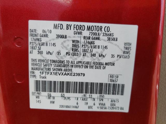 Фото 10 с аукциона – 2010 FORD F150 SUPER с VIN 1FTFX1EVXAKE23979