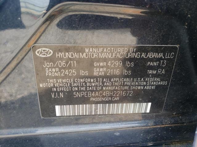 Photo 10 from auction – 2011 HYUNDAI SONATA with VIN 5NPEB4AC4BH221672