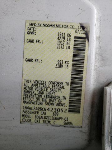 Photo 10 from auction – 2012 NISSAN ALTIMA BAS with VIN 1N4AL2AP6CN423052