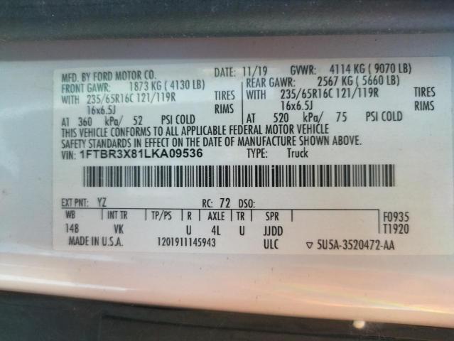Photo 10 from auction – 2020 FORD TRANSIT T- with VIN 1FTBR3X81LKA09536