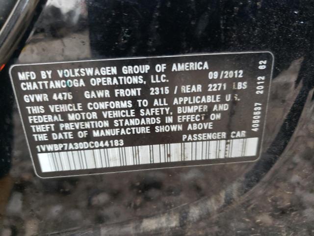 Photo 10 from auction – 2013 VOLKSWAGEN PASSAT SE with VIN 1VWBP7A30DC044183