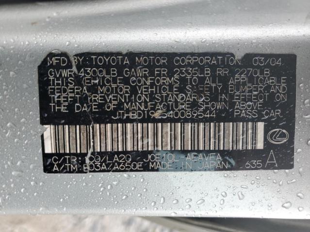 Photo 10 from auction – 2004 LEXUS IS 300 with VIN JTHBD192540089544