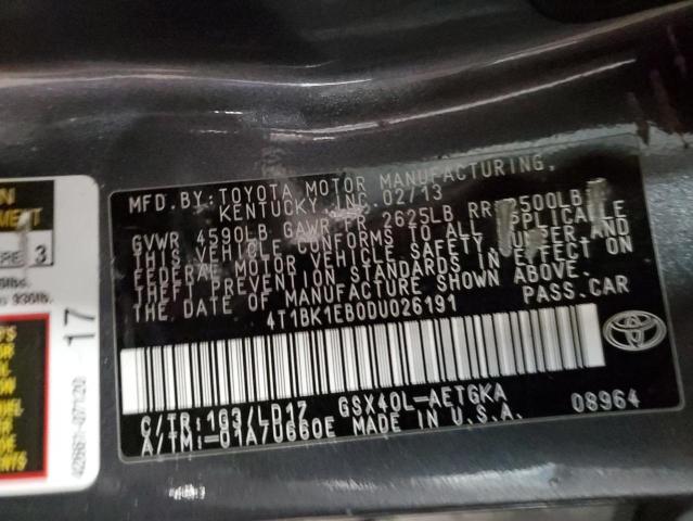 Photo 10 from auction – 2013 TOYOTA AVALON BAS with VIN 4T1BK1EB0DU026191