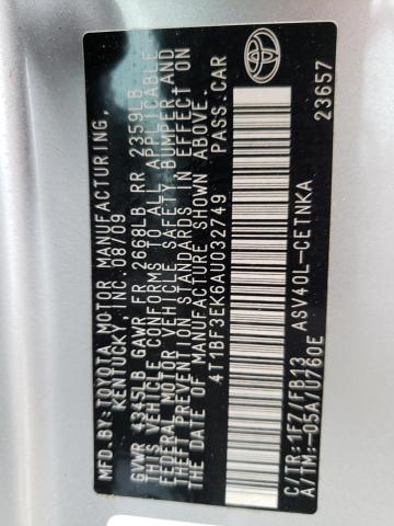 Photo 10 from auction – 2010 TOYOTA CAMRY BASE with VIN 4T1BF3EK6AU032749