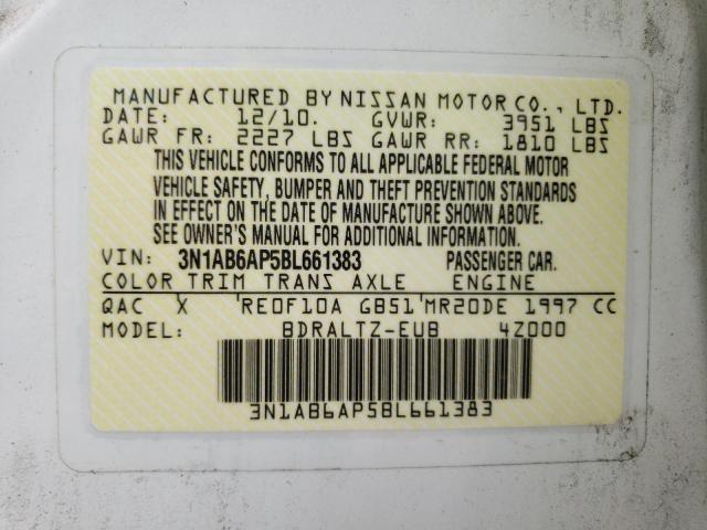 Photo 10 from auction – 2011 NISSAN SENTRA 2.0 with VIN 3N1AB6AP5BL661383