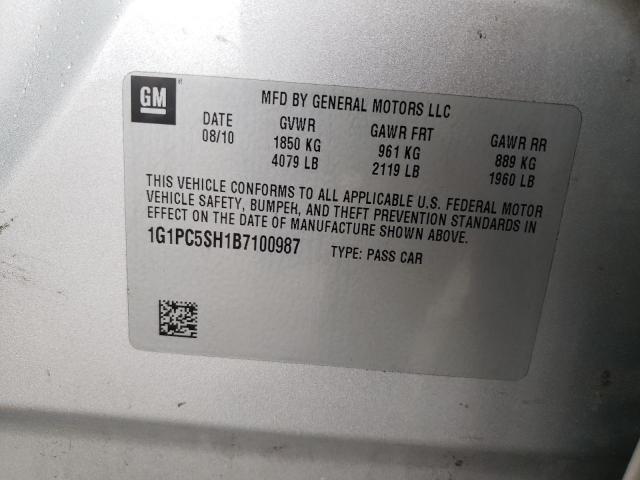 Photo 10 from auction – 2011 CHEVROLET CRUZE LS with VIN 1G1PC5SH1B7100987