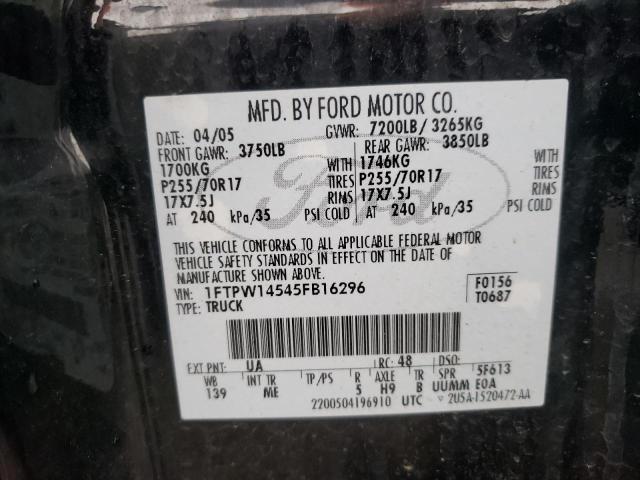 Photo 10 from auction – 2005 FORD F150 SUPER with VIN 1FTPW14545FB16296