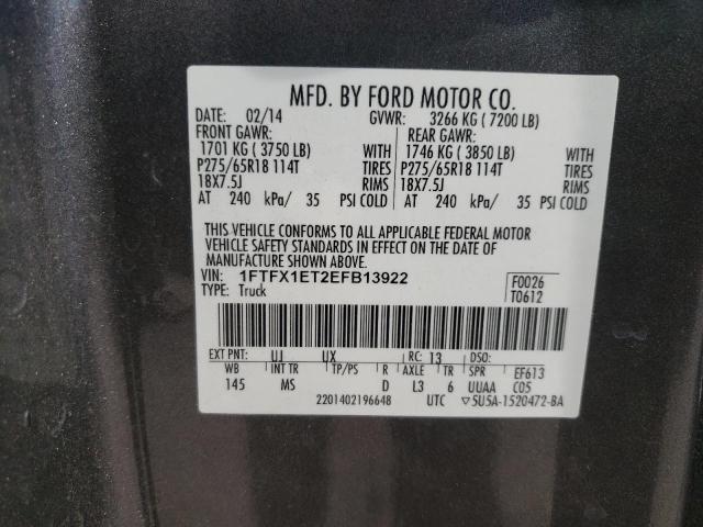 Photo 10 from auction – 2014 FORD F150 SUPER with VIN 1FTFX1ET2EFB13922
