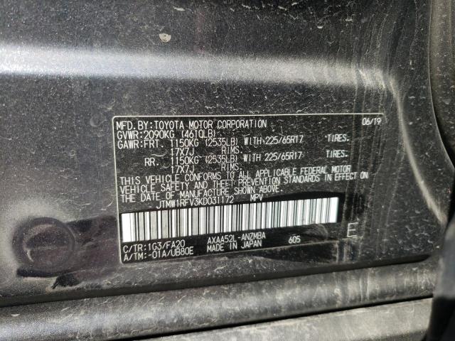 Photo 10 from auction – 2019 TOYOTA RAV4 XLE with VIN JTMW1RFV3KD031172