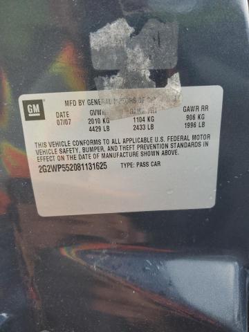 Photo 10 from auction – 2008 PONTIAC GRAND PRIX with VIN 2G2WP552081131625