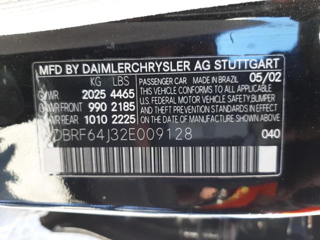 Photo 10 from auction – 2002 MERCEDES-BENZ C 320 with VIN WDBRF64J32E009128