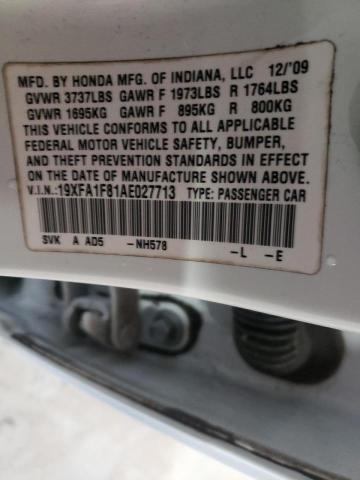 Photo 10 from auction – 2010 HONDA CIVIC EX with VIN 19XFA1F81AE027713