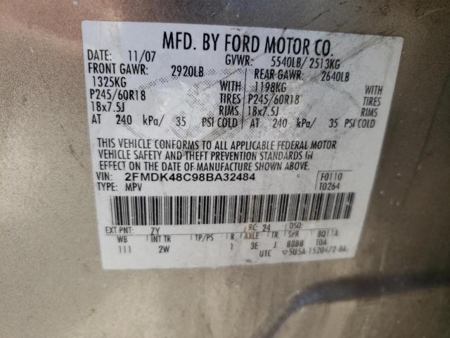 Photo 10 from auction – 2008 FORD EDGE SEL with VIN 2FMDK48C98BA32484