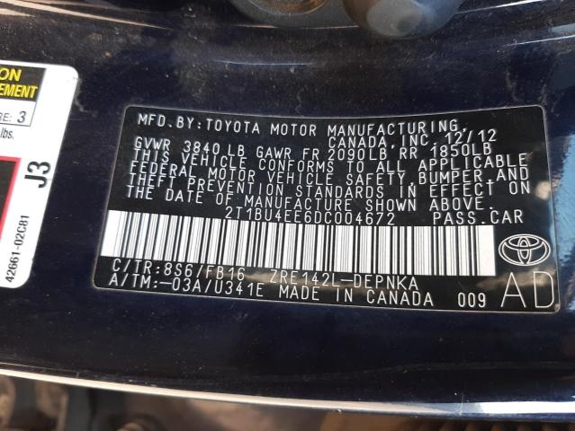 Фото 10 с аукциона – 2013 TOYOTA COROLLA BA с VIN 2T1BU4EE6DC004672