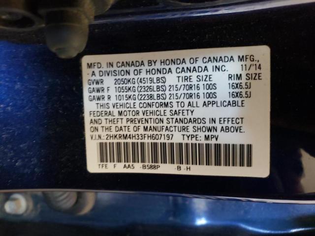 Photo 10 from auction – 2015 HONDA CR-V LX with VIN 2HKRM4H33FH607197