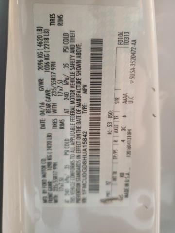 Photo 10 from auction – 2017 FORD ESCAPE SE with VIN 1FMCU0GD8HUA15842