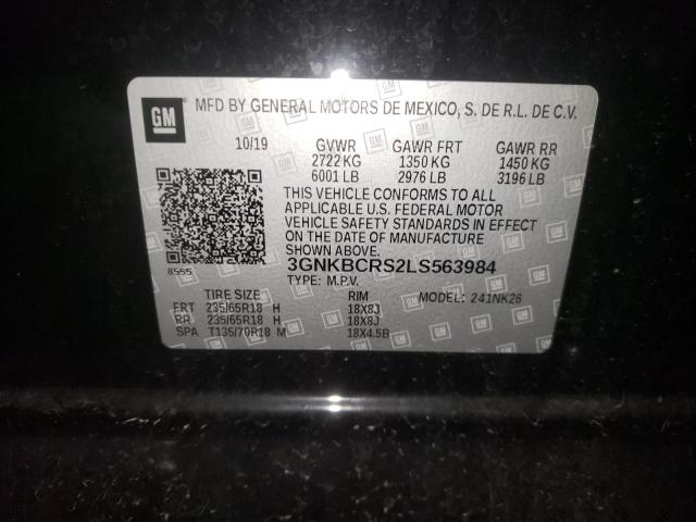 Photo 10 from auction – 2020 CHEVROLET BLAZER 2LT with VIN 3GNKBCRS2LS563984