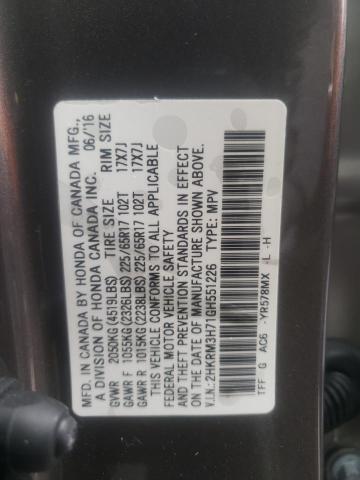 Photo 10 from auction – 2016 HONDA CR-V EXL with VIN 2HKRM3H71GH551226