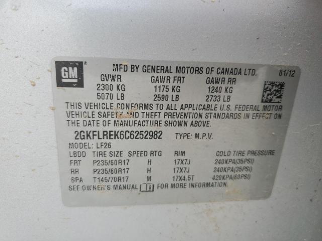Photo 10 from auction – 2012 GMC TERRAIN SL with VIN 2GKFLREK6C6252982