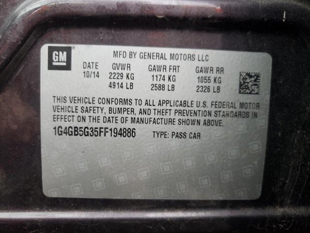 Photo 10 from auction – 2015 BUICK LACROSSE with VIN 1G4GB5G35FF194886
