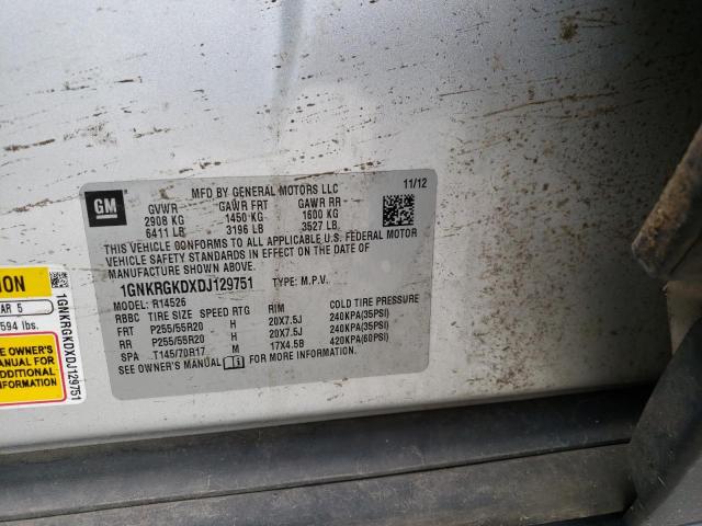 Photo 10 from auction – 2013 CHEVROLET TRAVERSE L with VIN 1GNKRGKDXDJ129751