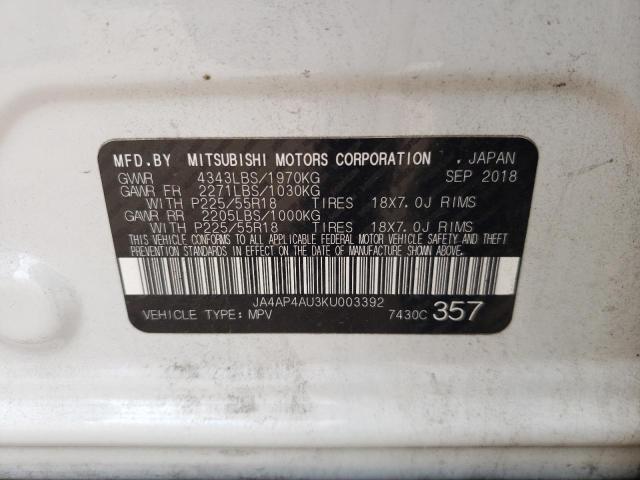 Photo 10 from auction – 2019 MITSUBISHI OUTLANDER with VIN JA4AP4AU3KU003392
