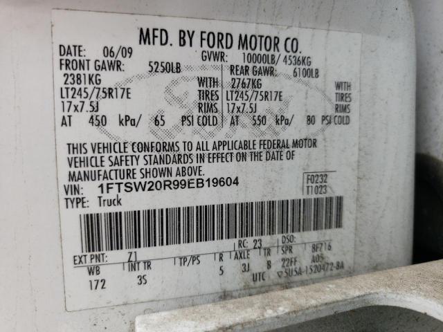 Photo 10 from auction – 2009 FORD F250 SUPER with VIN 1FTSW20R99EB19604