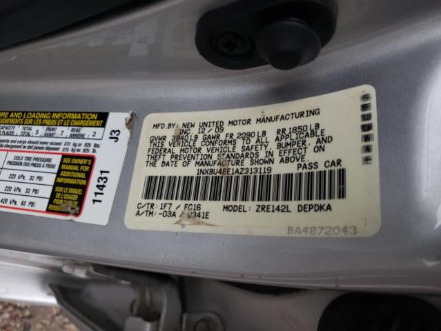 Photo 10 from auction – 2010 TOYOTA COROLLA BA with VIN 1NXBU4EE1AZ313119