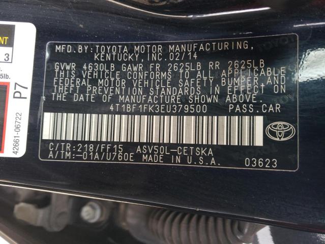 Photo 10 from auction – 2014 TOYOTA CAMRY L with VIN 4T1BF1FK3EU379500