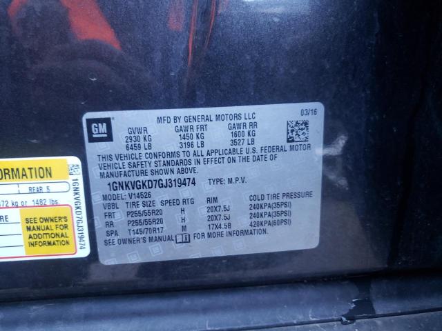 Photo 10 from auction – 2016 CHEVROLET TRAVERSE L with VIN 1GNKVGKD7GJ319474