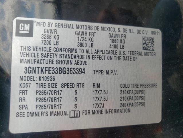 Photo 10 from auction – 2011 CHEVROLET AVALANCHE with VIN 3GNTKFE33BG363394